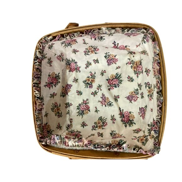Vintage 1992 Longaberger Basket Used Floral Fabric and Plastic Liner - Picture 14 of 16